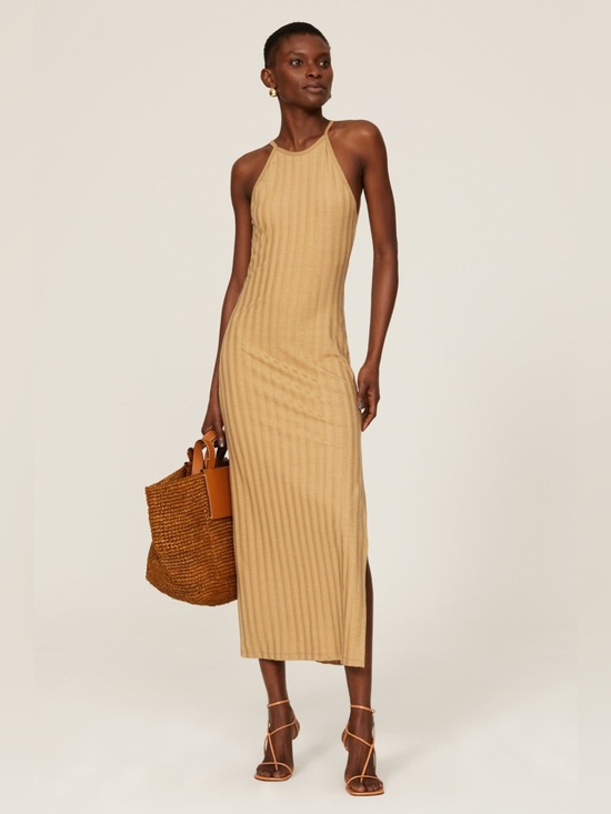 Jonathan Simkhai Dresses & Skirts - Jonathan Simkhai Tan Ribbed Halter Maxi Dress